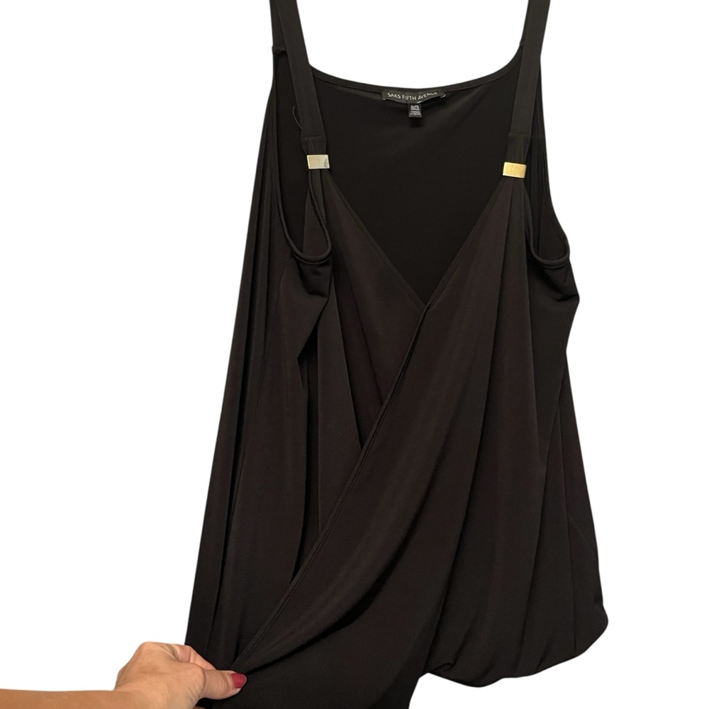 Saks Fifth Ave size XL fits women’s size 14-18 black faux wrap sleeveless top